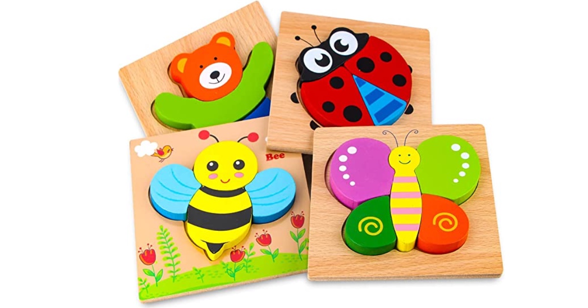 Wooden Animal Puzzle 4pc ONLY 14.66 (Reg. 41.99) Daily Deals & Coupons