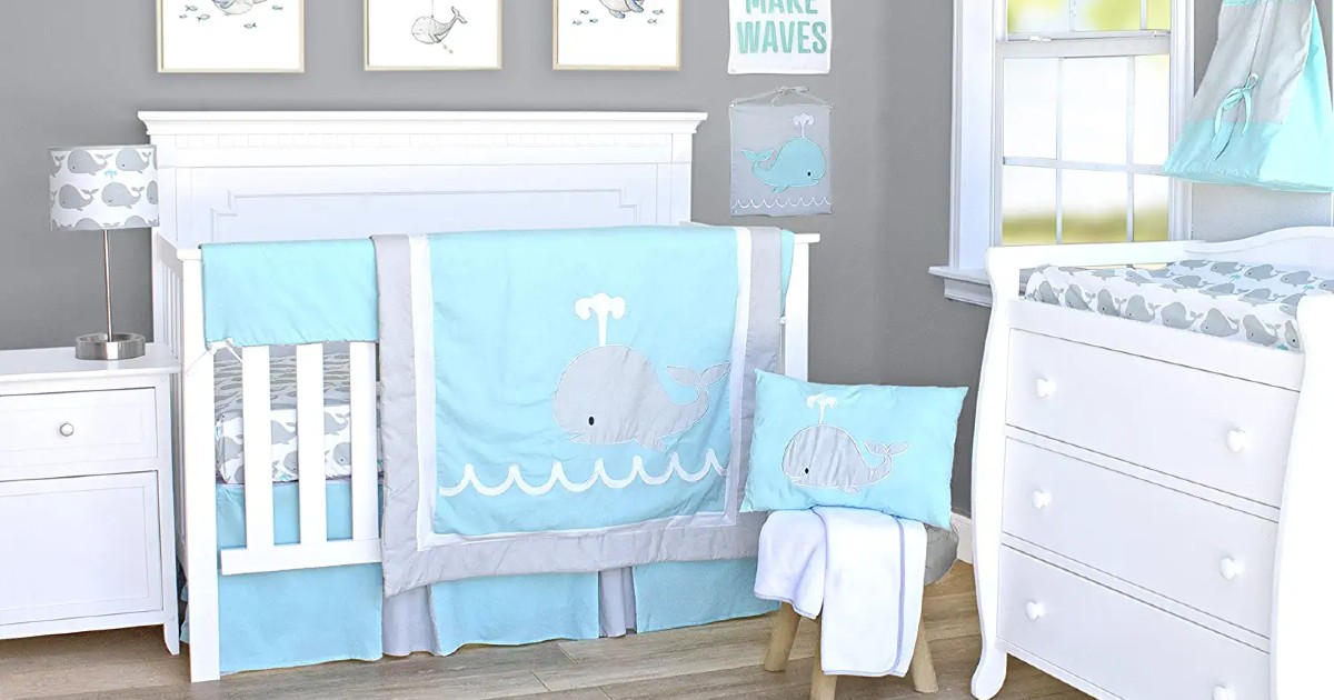 6Piece Nautical Whale Crib Bedding Set ONLY 41.60 (Reg 90) Daily