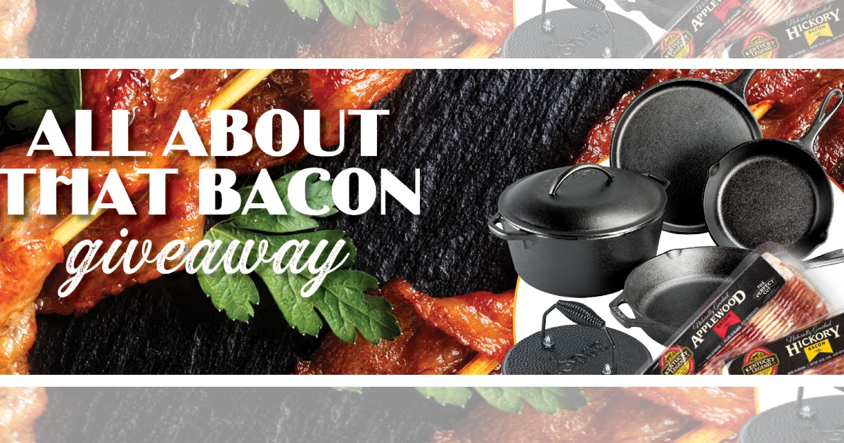 Win a NEW Perfect Cut Bacon + a Set of Lodge Cast Iron Cookware Free