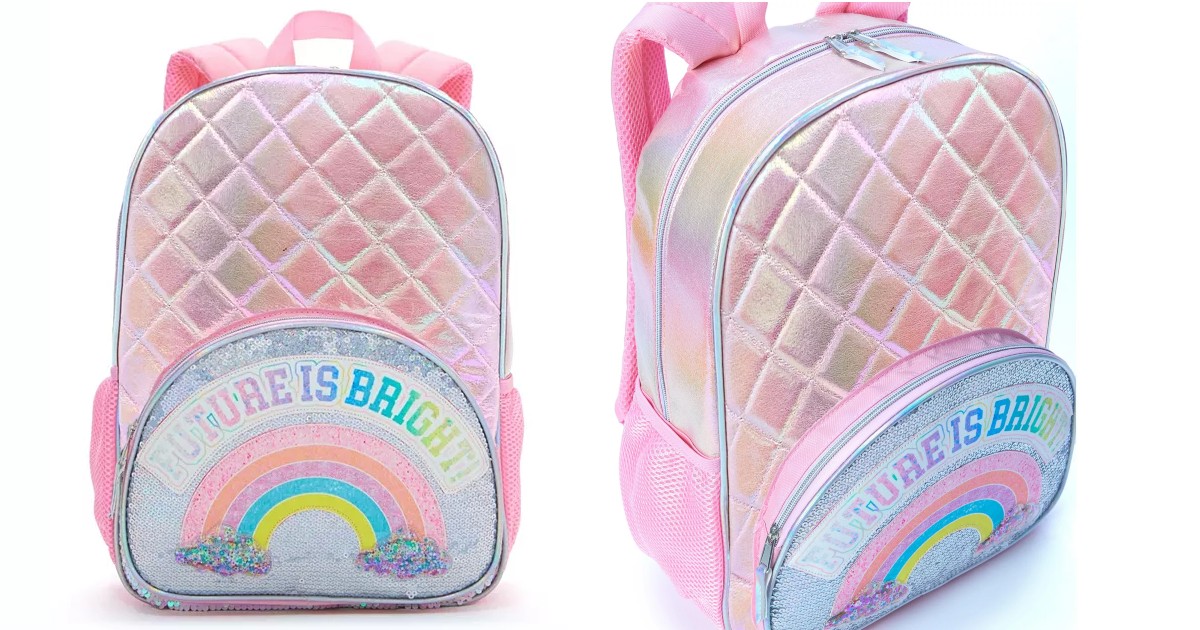 Girls Quilted Rainbow Backpack...