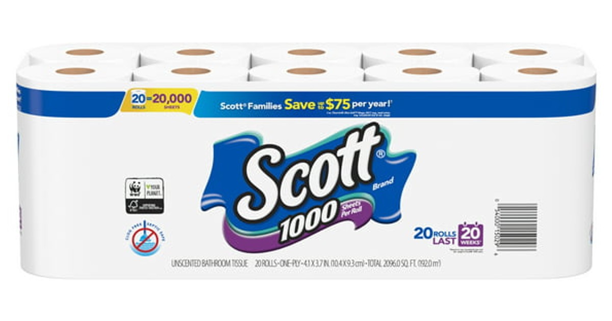 Scott 1000 Toilet Paper, 20 Rolls