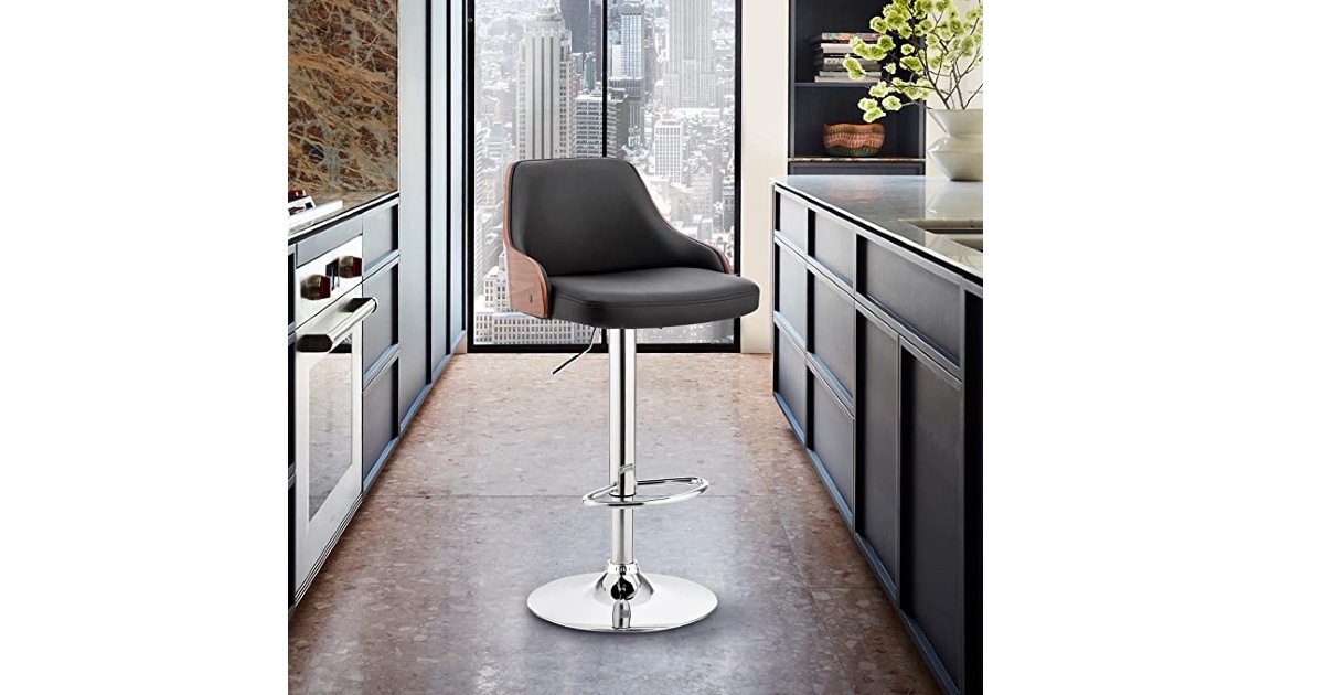Leather and Chrome Finish Bar Stool ONLY 104.30 (Reg. 414) Daily
