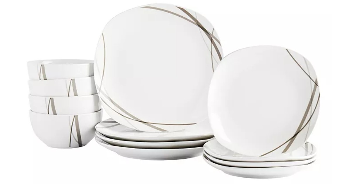 Curves Square 12-Pc Dinnerware Set at Macy's
