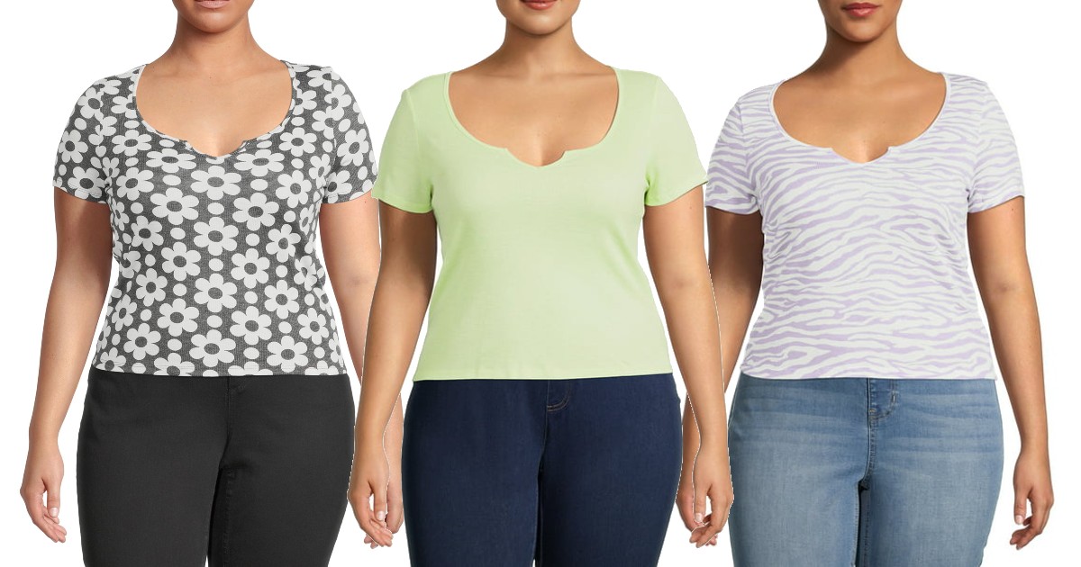 Juniors' Plus Size Fitted Tee at Walmart
