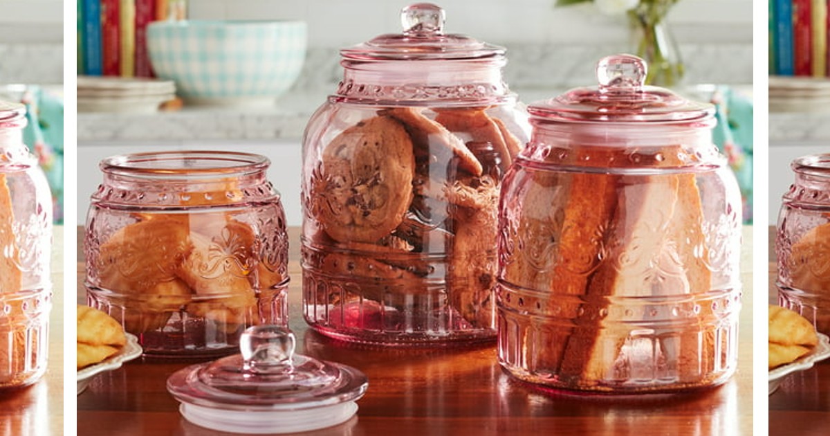 The Pioneer Woman Glass Canister 3Pc Set ONLY 12.96 (Reg 20) Daily