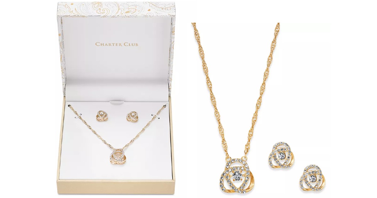 Charter Club Necklace & Stud Earrings Set