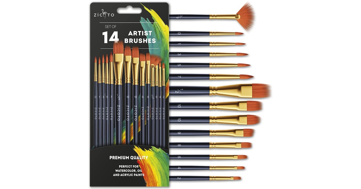 Quality Artist Paint Brush Set 14-Pack