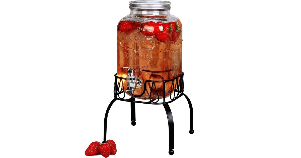 Glass Drink Dispenser 1-Gallon with Stand 