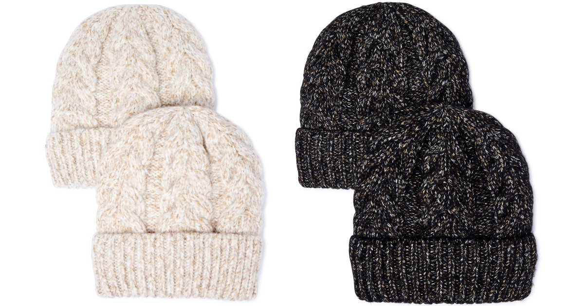 Time and Tru Women’s Cable Knit Beanie 2-Pk
