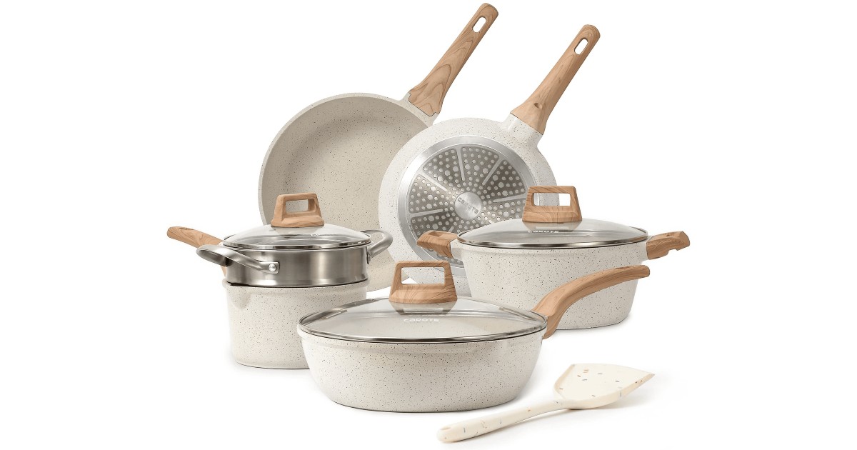 10Pc White Granite Kitchen Cookware Set ONLY 89.99 (Reg 240) Daily