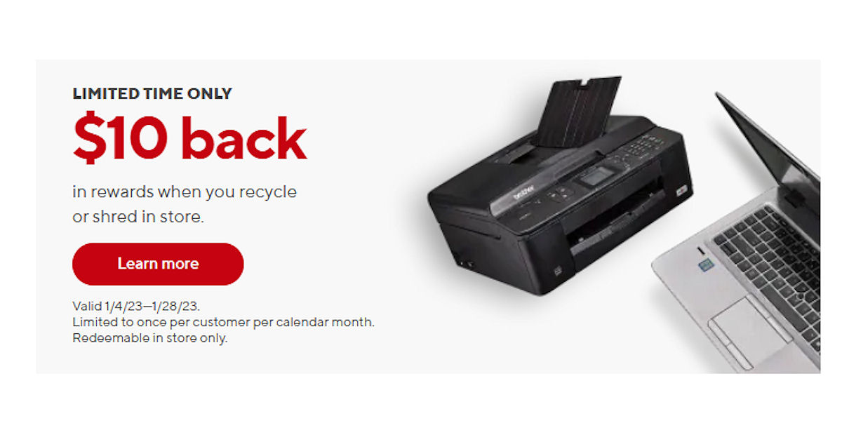 Staples Free 10 & 5 in Rewards When You Recycle InStores Free