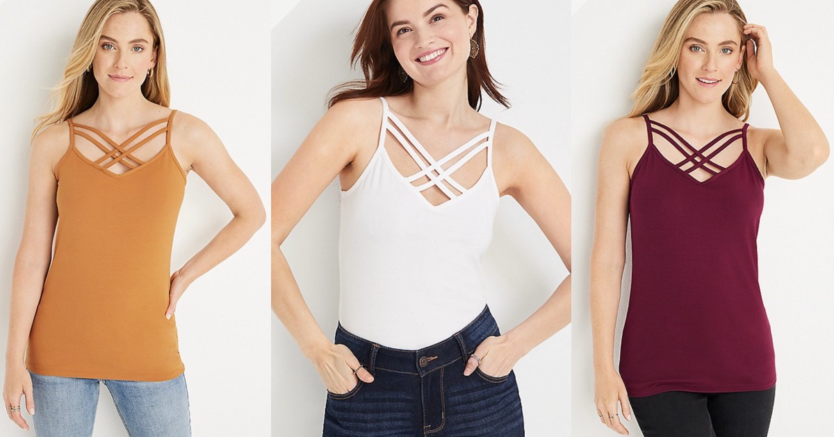 Solid Strappy Neck Cami at Maurices