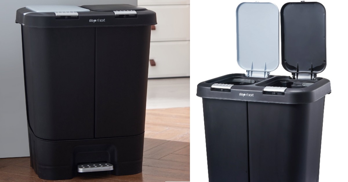 Dual-Compartment Trash & Recycle Bin