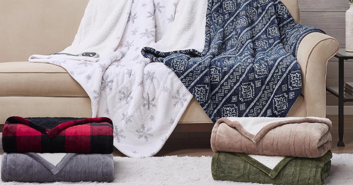 Cuddl Duds Heated Plush Sherpa Throw ONLY 23.79 (Reg 140) Daily