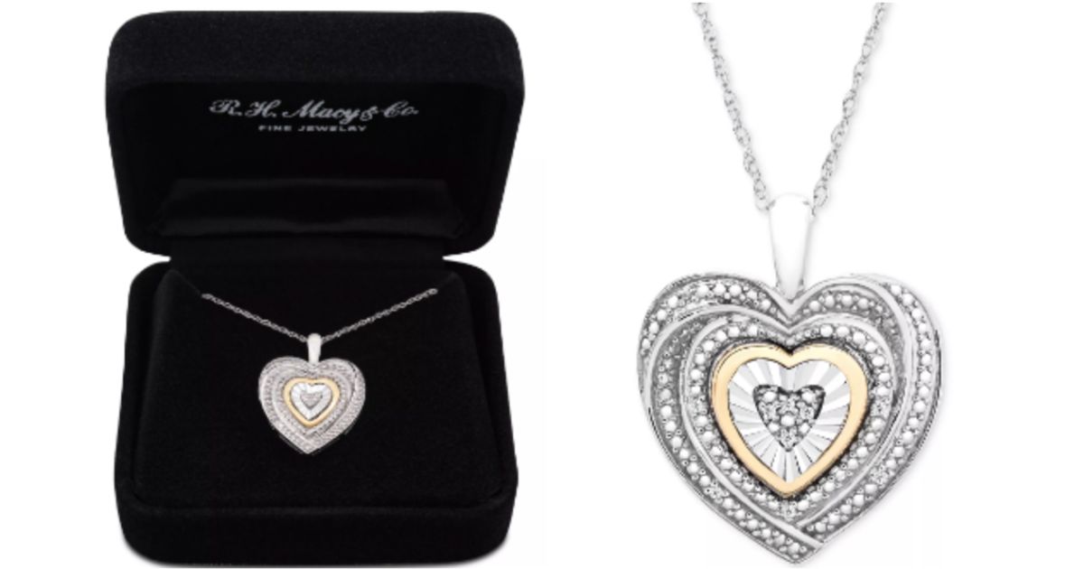 Two-Tone Heart Pendant Necklace 