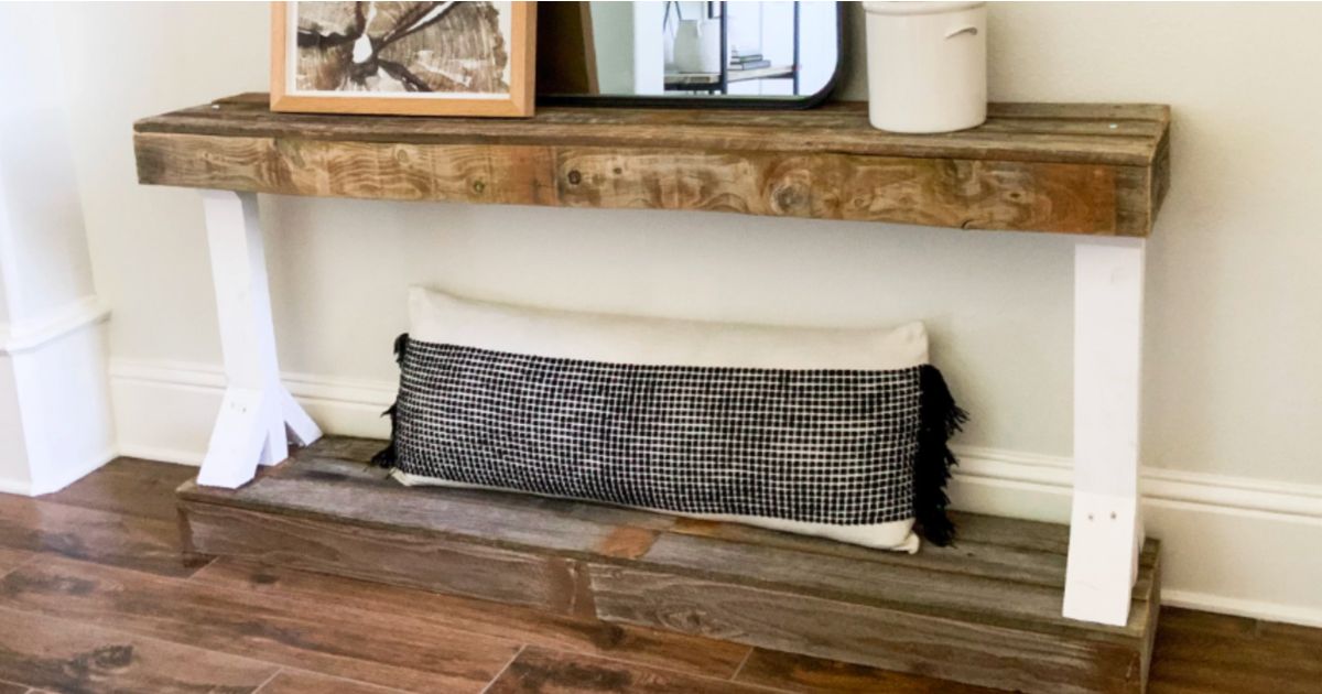 White Rustic Console Table 