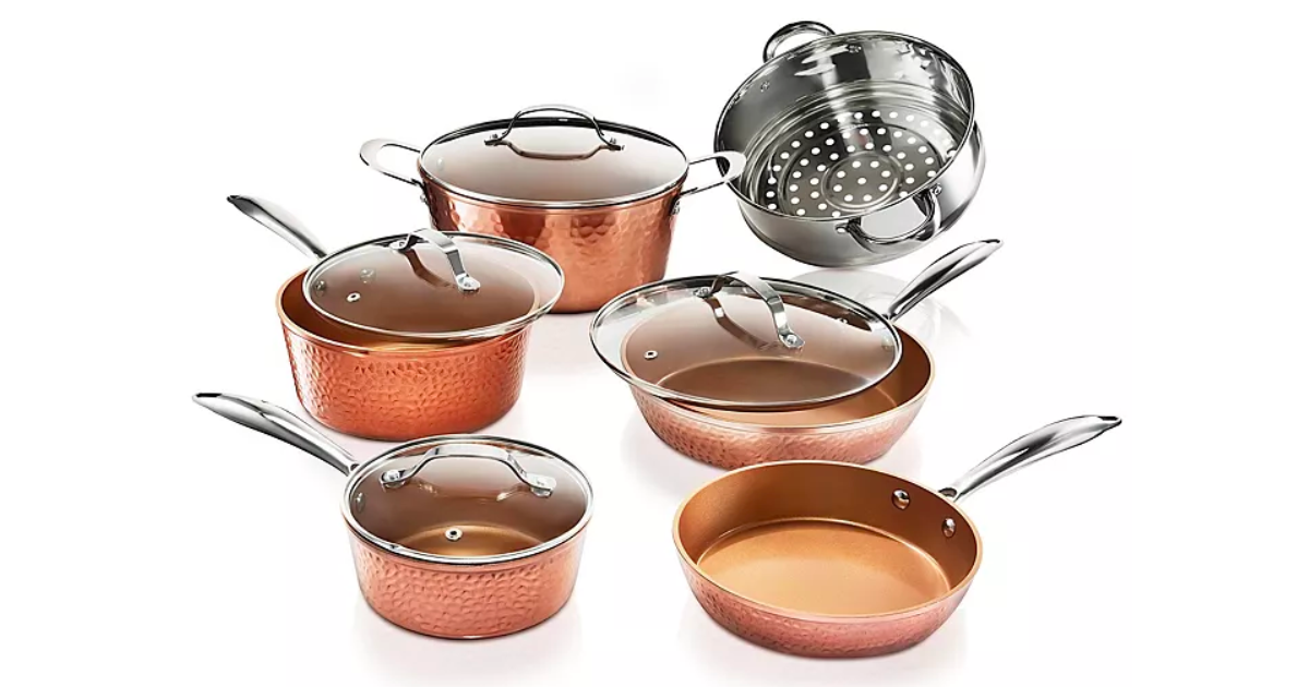 Hammered Copper 10-Pc Cookware Set