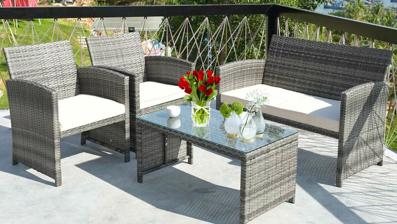 4Piece Rattan Patio Furniture Set ONLY 219.99 (Reg 352) Daily