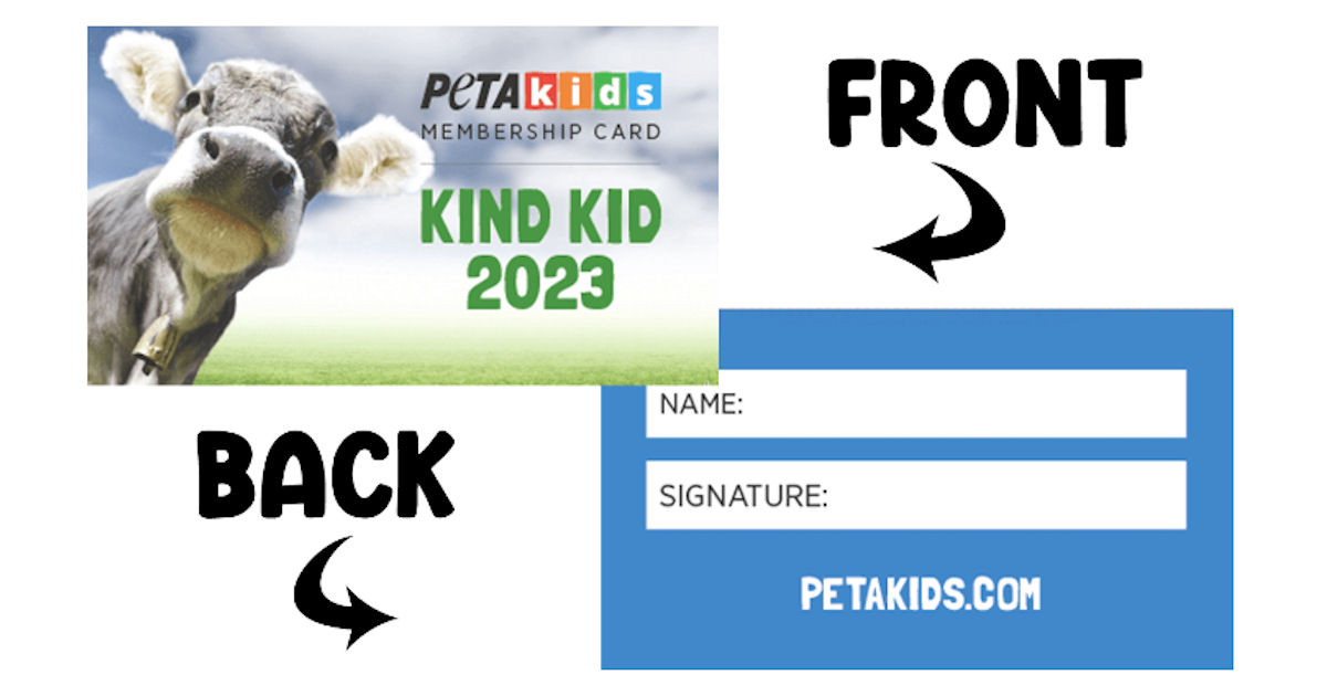 FREE PETA Kids Membership Card