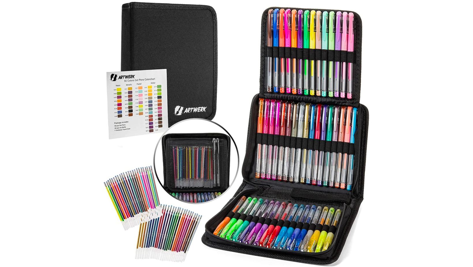 Nylea Gel Pens & Travel Case 100-Count