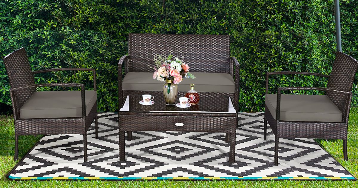 Costway 4Pc Patio Rattan Furniture Set ONLY 169 (Reg 312) Daily