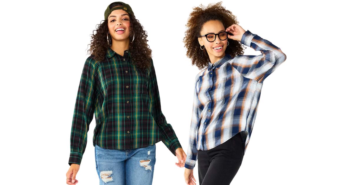 Juniors' Long Sleeve Button Down Shirt ONLY $5.25 (Reg $30)