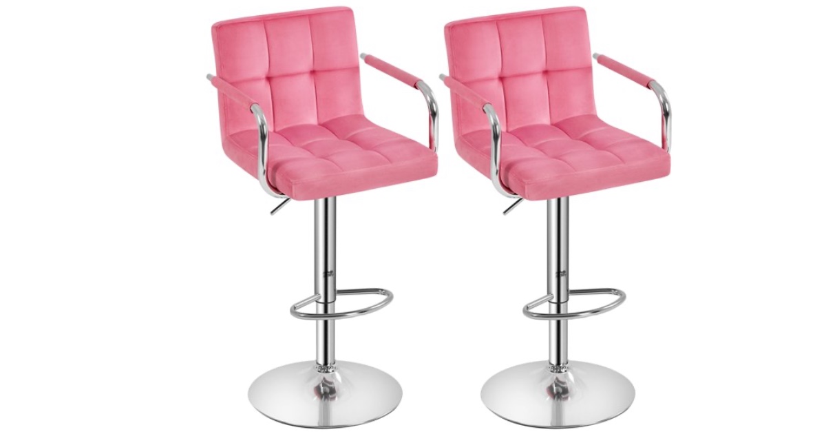 Velvet Bar Stool for Living Room 2pk ONLY 87 (Reg 117) Daily Deals
