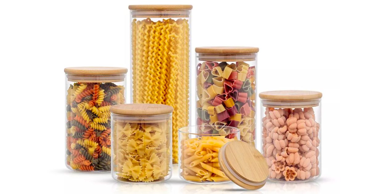 Glass Food Storage Jars Containers 6-Pc