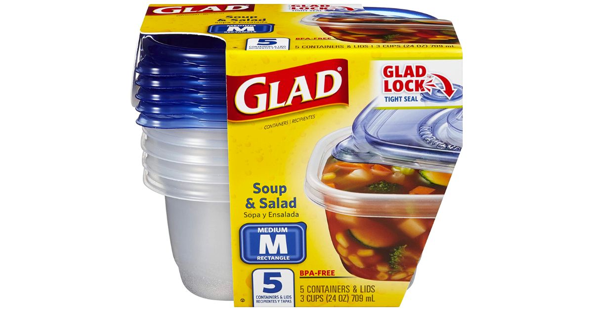 Glad Food Storage Containers 5Pack ONLY 3.41 (Reg 8) Daily Deals