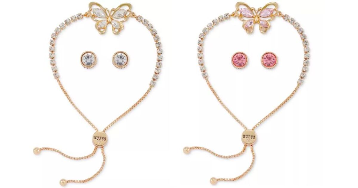 Guess Butterfly Bracelet & Stud Earrings Set 