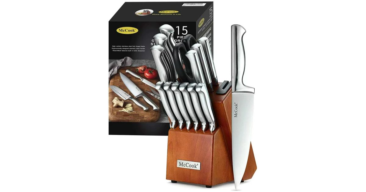 McCook 15-Piece Cutlery Knife Block Set 