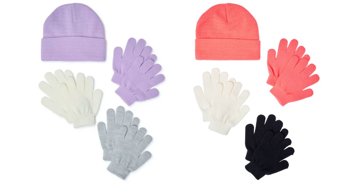 Girls 3-Pack Gloves with Beanie