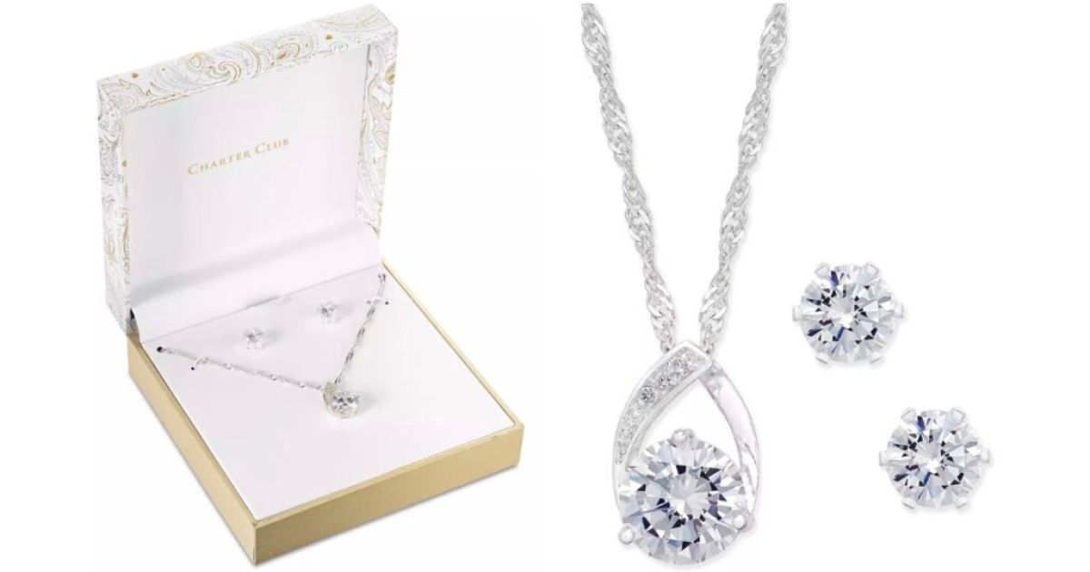 Crystal Pendant Necklace and Earrings