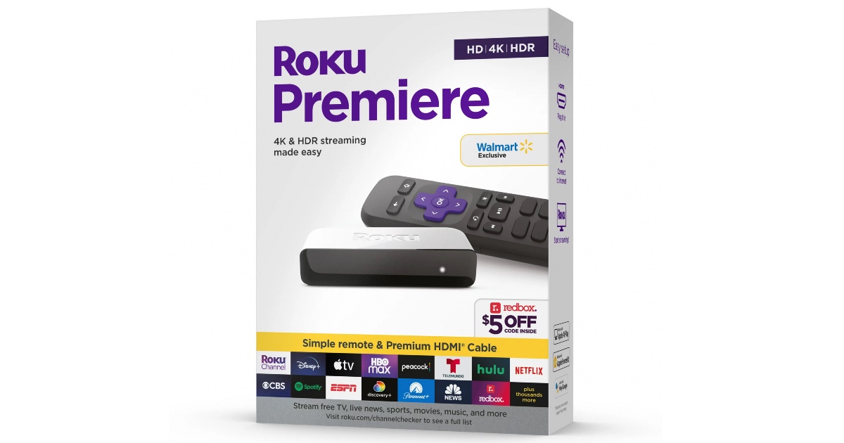 Roku Premiere | 4K/HDR Streaming Media Player ONLY $16 (Reg $40) - Deals &amp; Coupons
