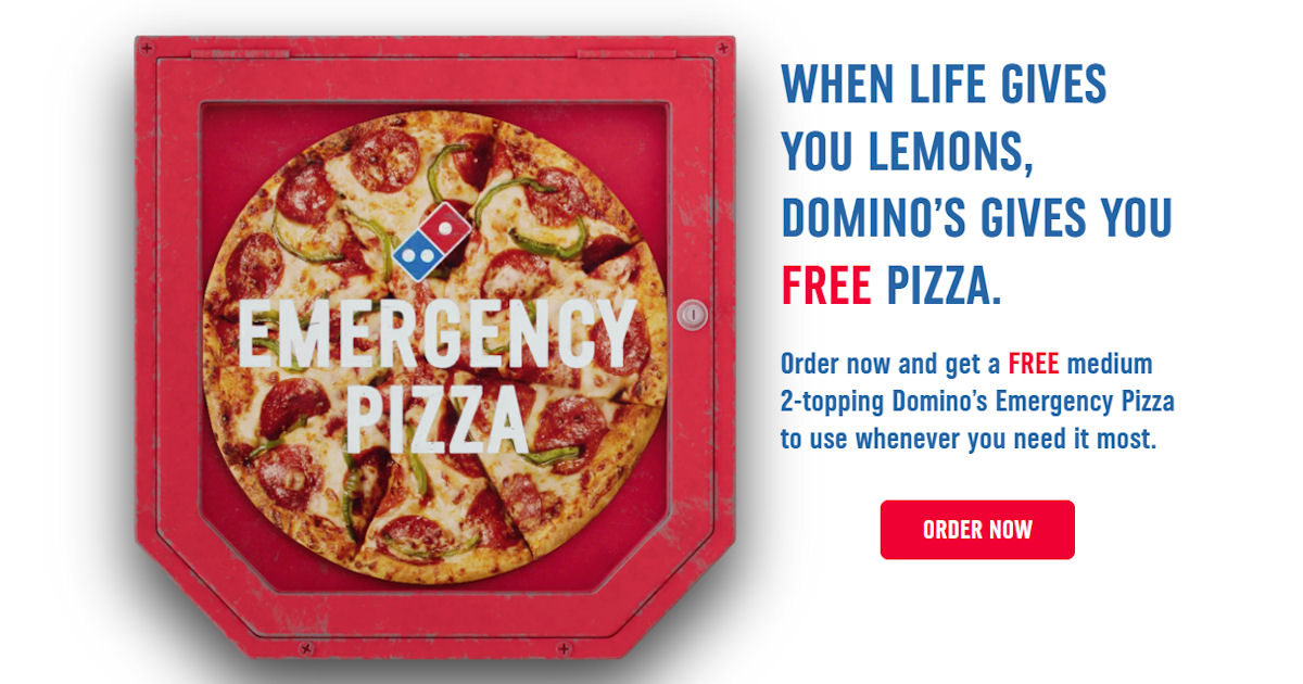 dominos emergency pizza