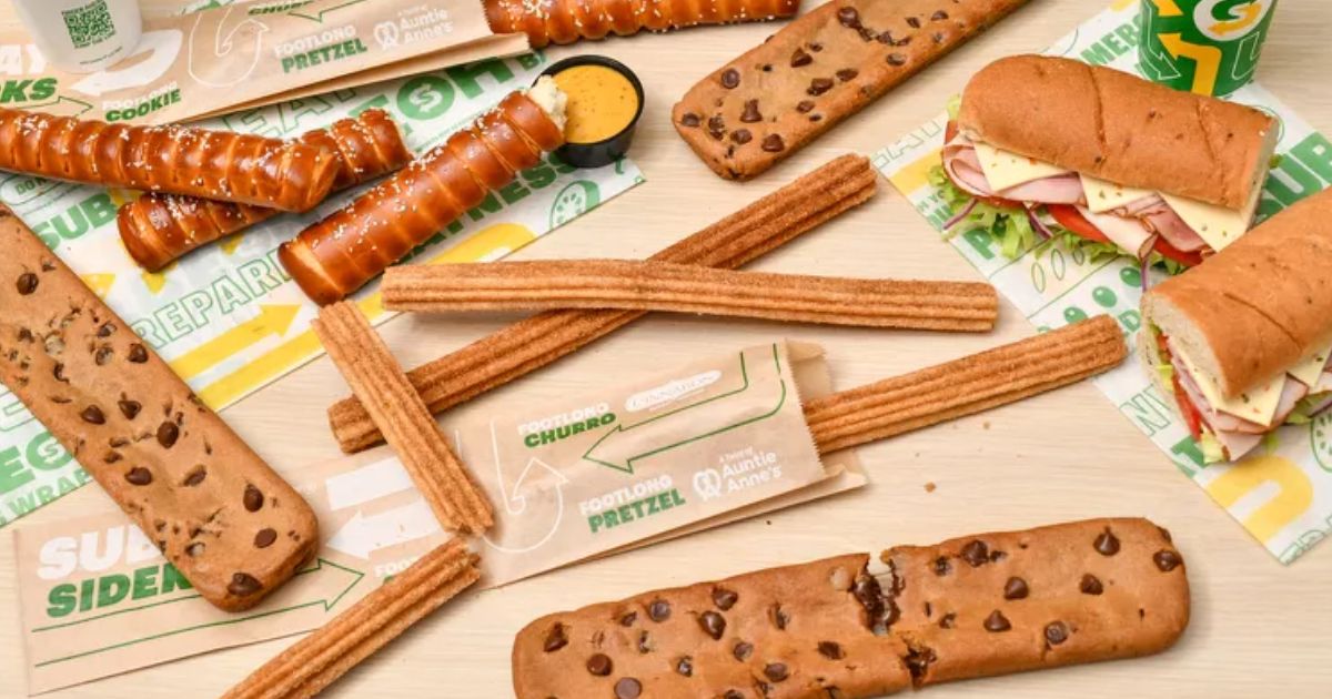 subway footlong cookie, churros and pretzels