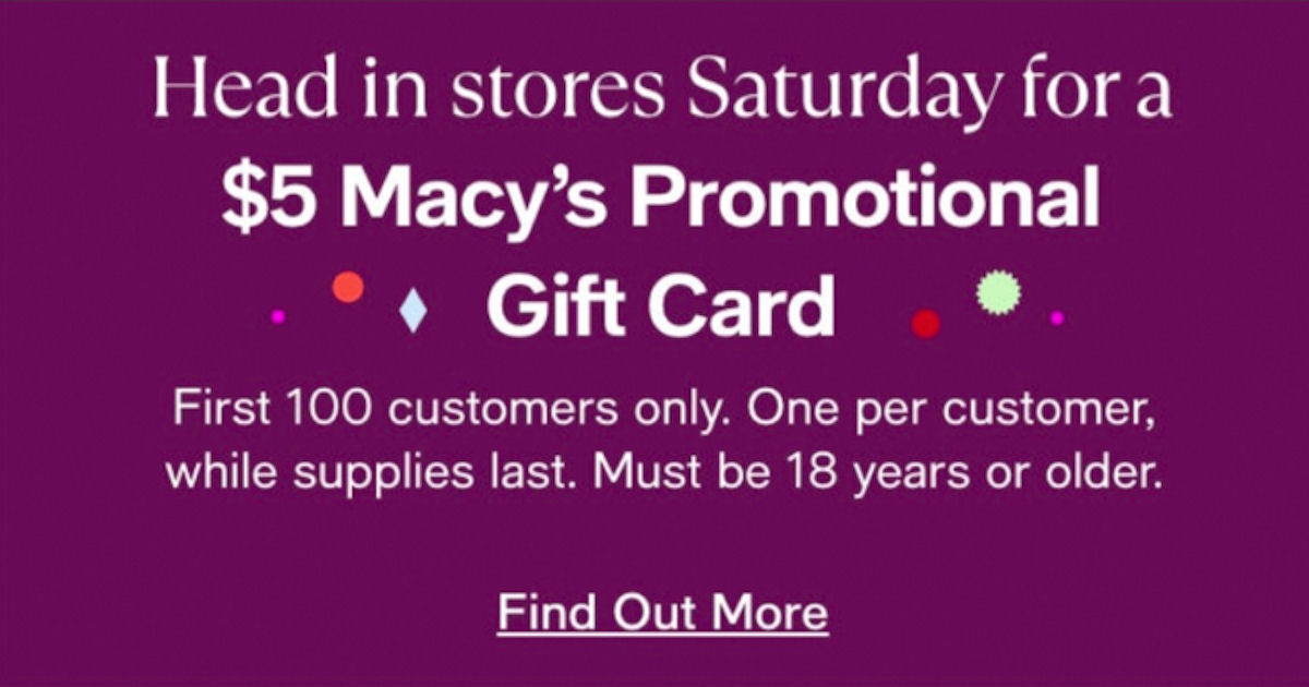 Free 5 Macy's Gift Card Dec 23rd Free Stuff & Freebies
