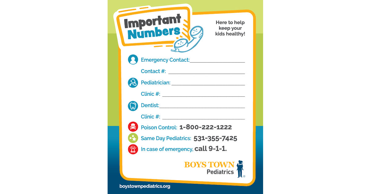 FREE Important Numbers Magnet!