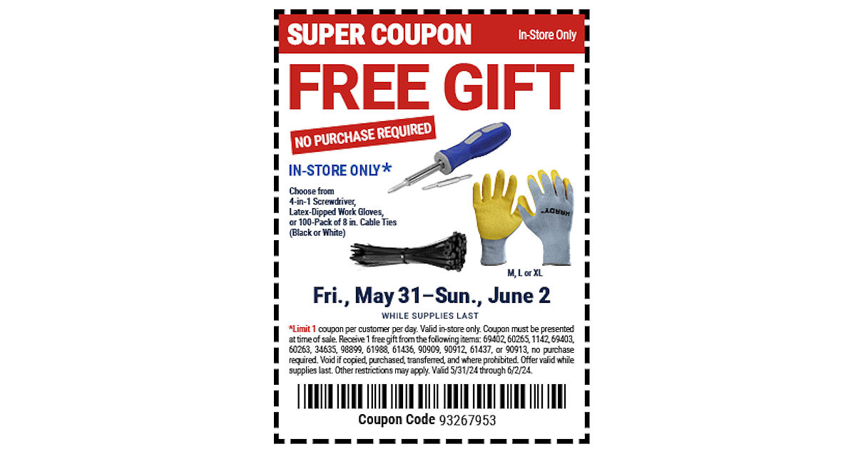 Harbor Freight Free Gift Offer