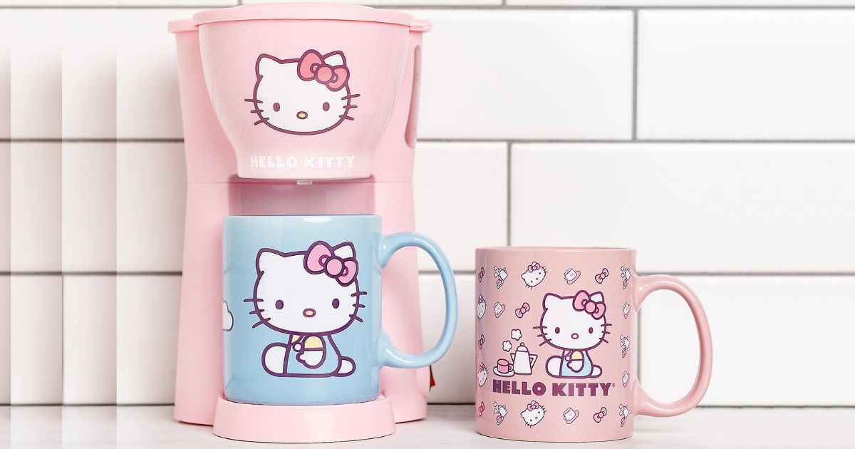 Hello Kitty Coffee Maker Gift Set With 2 Mugs 