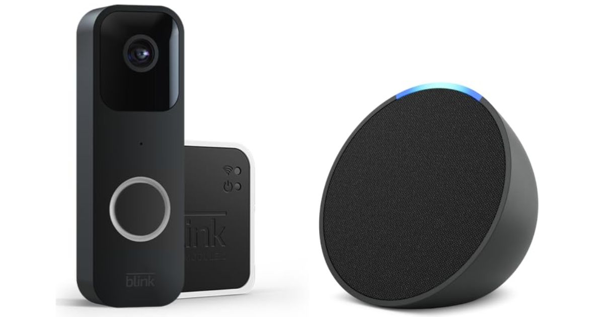 Blink Video Doorbell System + Amazon Echo Pop