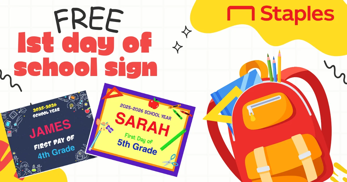 Staples First Day of School Sign