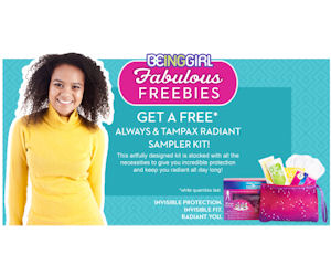request a free always tampax radiant sample kit free product samples free always samples