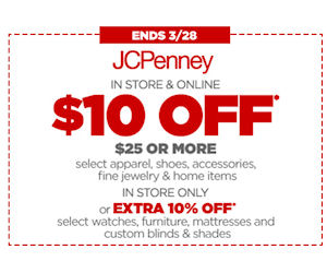 JCPenney - Coupon for $10 Off a $25 In-Store or Online Purchase - Printable  Coupons