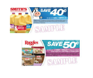 Smiths Dairy - 40¢ Off Milk 50¢ Off Ruggles Ice Product graphic relating to Smiths Coupons Printable identify Smiths Dairy - 40¢ Off Milk 50¢ Off Ruggles Ice Product