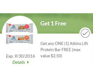 FREE Atkins Lift Protein Bar P...