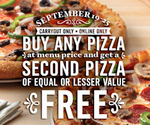 BOGO Free Pizza Deal at Domino's - Printable Coupons